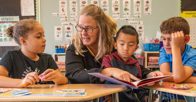 Students with teacher