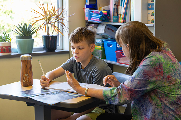 Teacher tutoring student